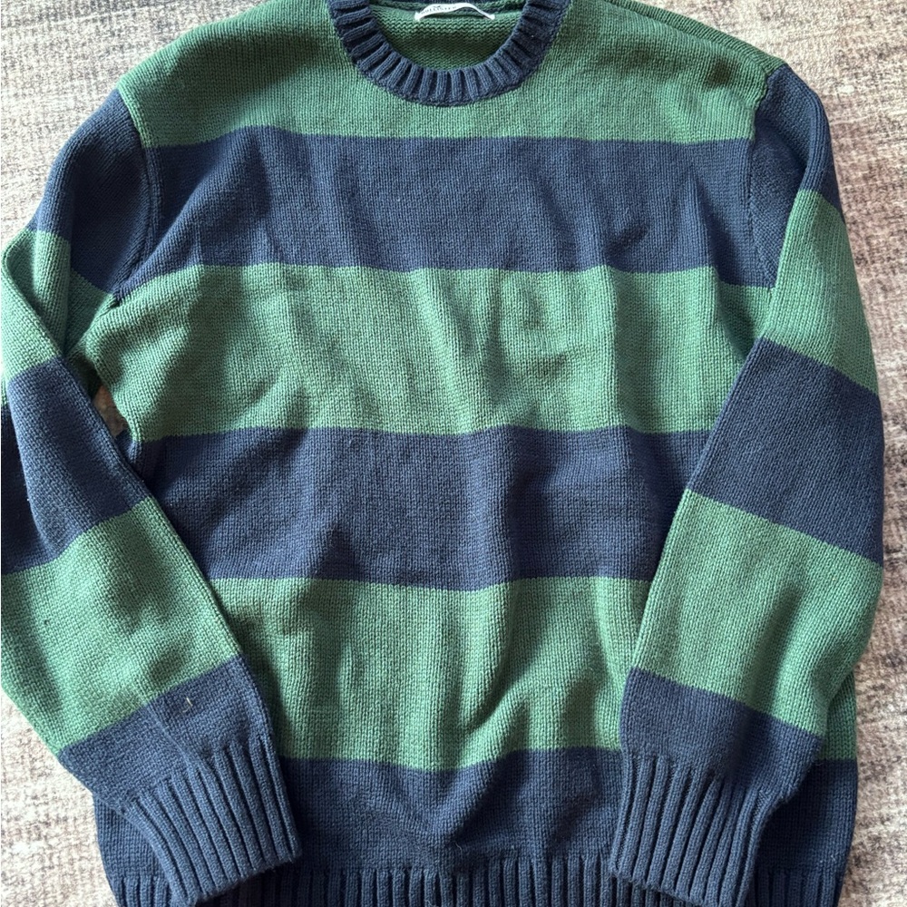 Hollister Green and Blue Crewneck Sweater